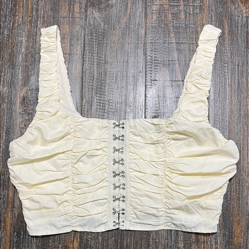 Emory Park Cream Ruched Crop Top